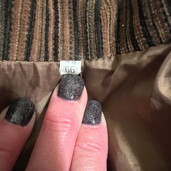 Vintage Korean Striped Blazer Brown Black Green Button Up‎ Lapel Collar Jacket - Picture 5 of 11